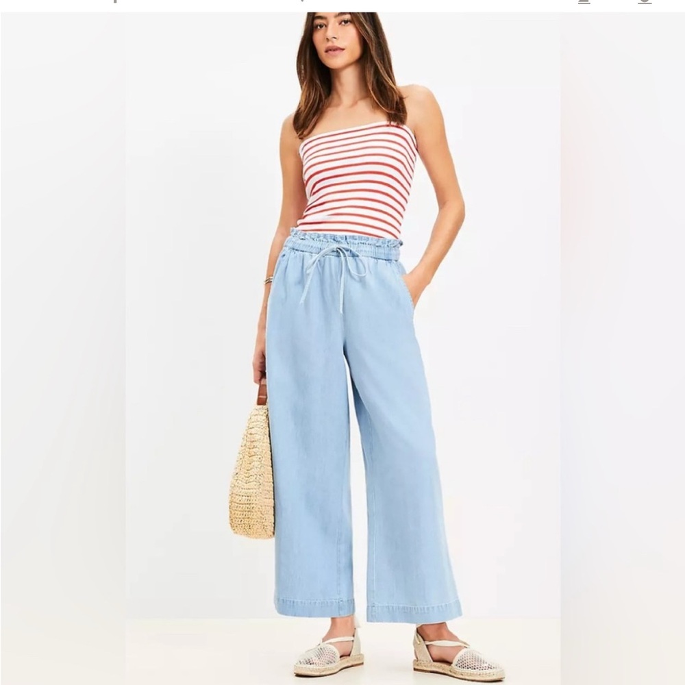Loft chambray drawstring jeans pants medium new